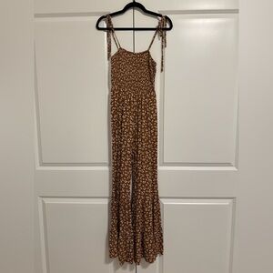 Pink Lily Brown Floral Jumpsuit